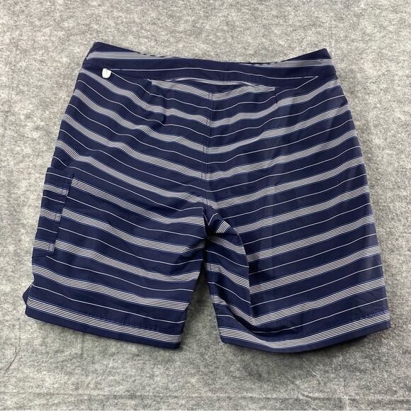J. Crew‎ Mens Blue/Gray Striped Lined Flex Swimwear Shorts Size 33 - Picture 2 of 11